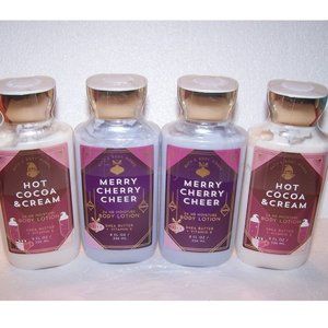 Bath & Body Works Hot Cocoa Cream & Merry Cherry Cheer Body Lotion - 4 Pack